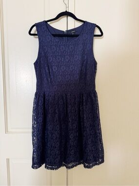 Forever 21 Navy Lace Fit-and-Flare Dress
